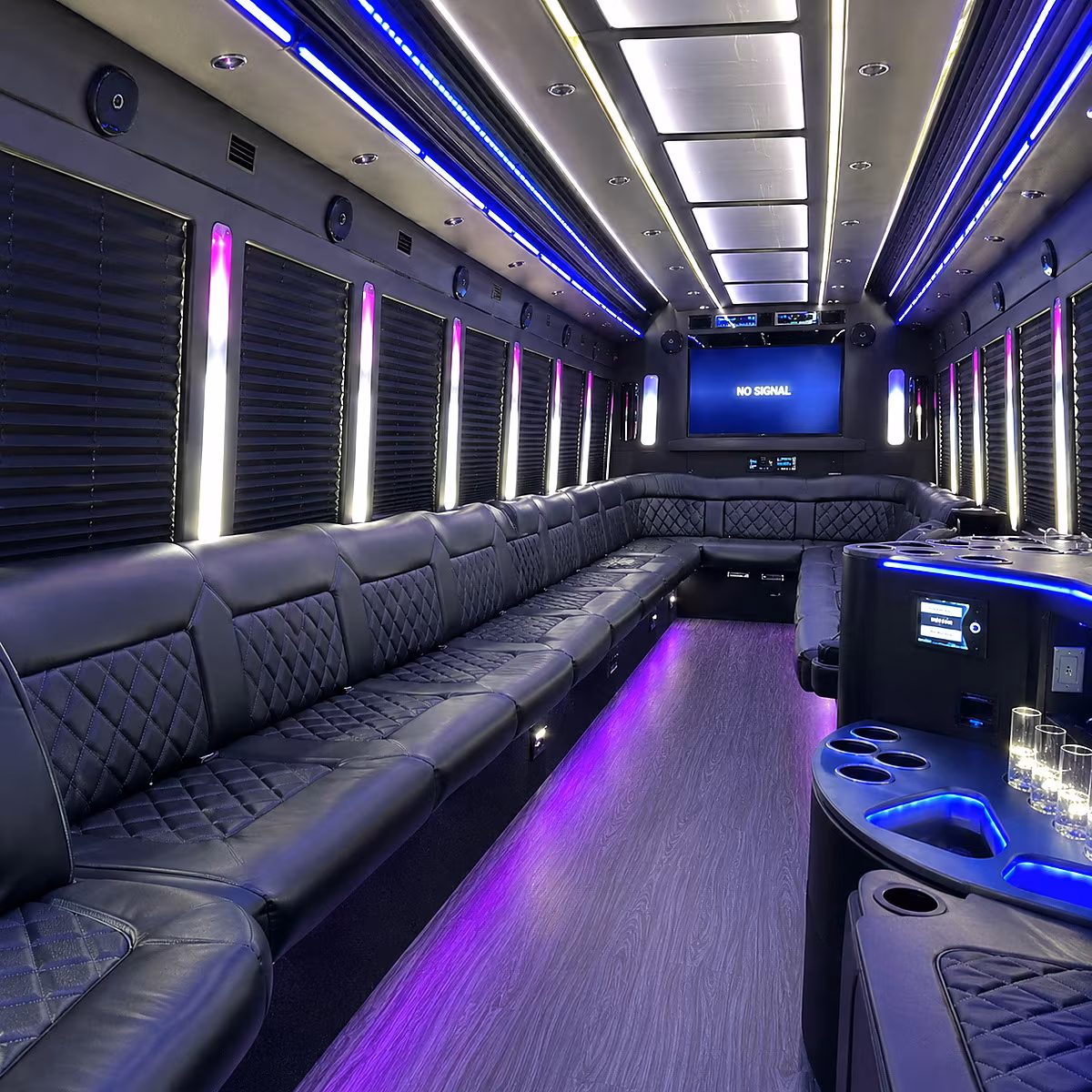 greeley 30 passenger party bus inside